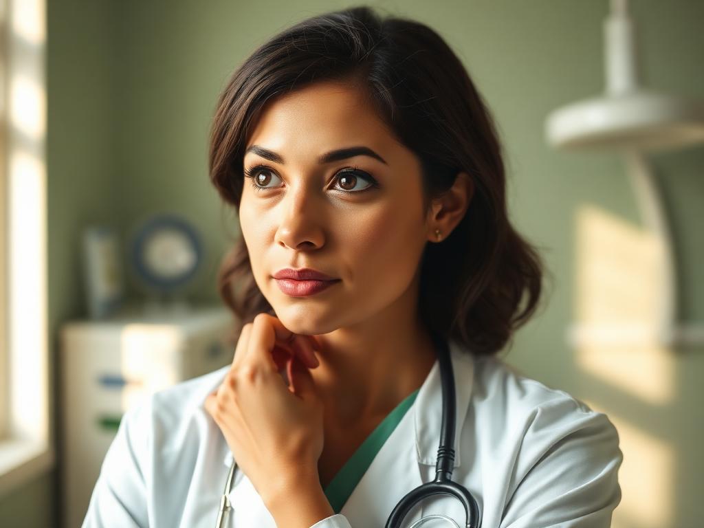 Practitioner in a softly lit clinical setting